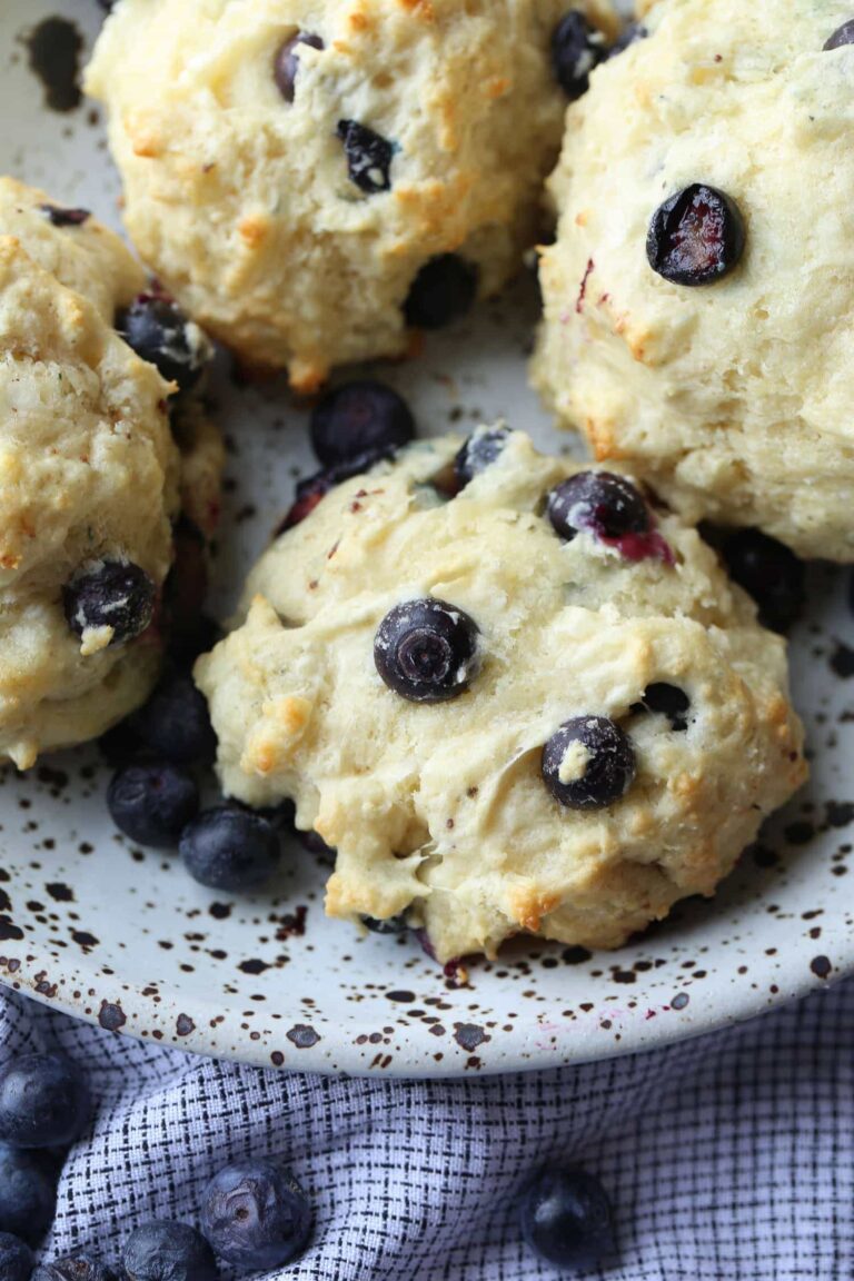 Blueberry Cream Cheese Biscuits on a plate.