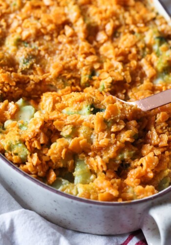 Broccoli Cheese Casserole in a baking dish