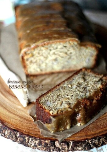 Brown Sugar Banana Bread with Brown Sugar Glaze | Cookies and Cups