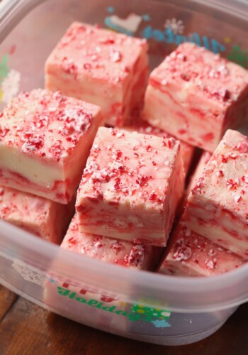 Easy Candy Cane Fudge that is sweet, rich and perfect for gifting!