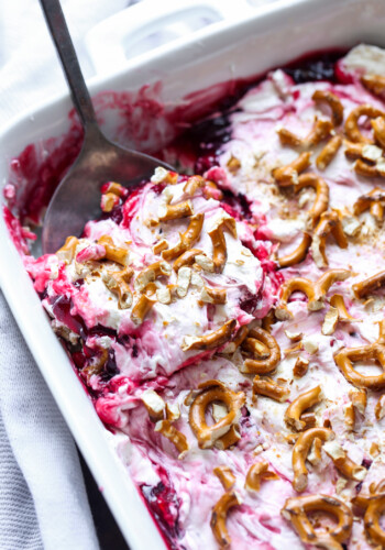 Serving No Bake Cherry Pretzel Dessert