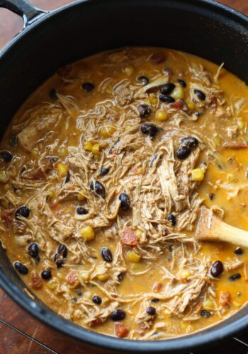 Crock Pot Chicken Enchilada soup in a Dutch Oven