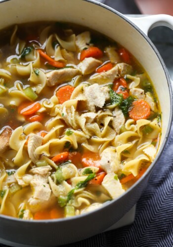 chicken soup garnished with parmesan cheese