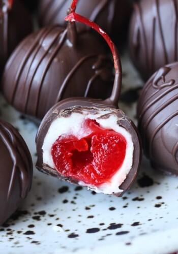 Chocolate Covered Cherries on a Plate