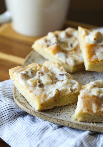 Sliced Danish Kringle sliced on a plate