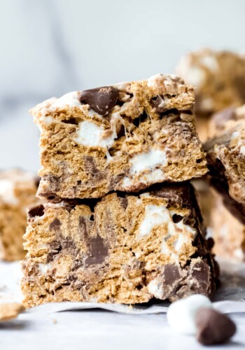 No Bake Golden Graham S'mores Bars stacked