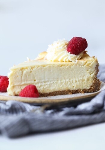 Slice of Key Lime Pie Cheesecake on a plate