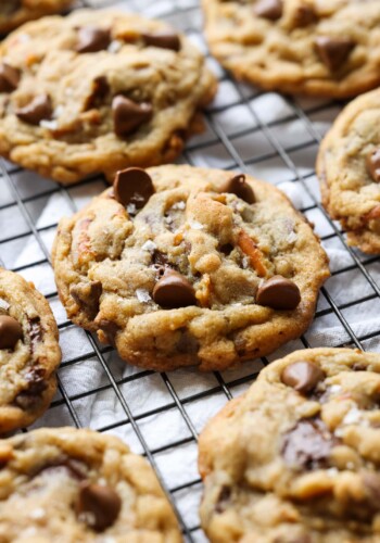 Kitchen Sink Cookies on a cooling rack