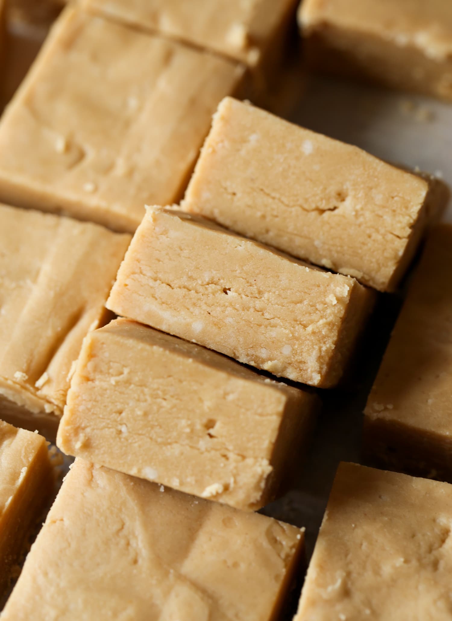 Squares of peanut butter fudge.