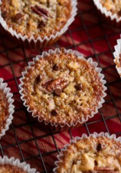 Pecan Pie Muffin from the top with mini chocolate chips