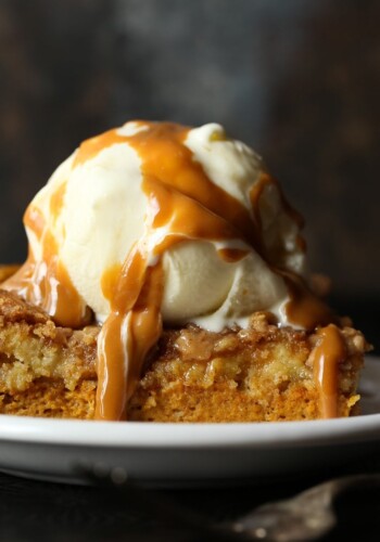 Pumpkin Dump Cake with Ice Cream