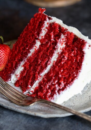 The BEST Red Velvet Cake recipe that slices up perfectly!