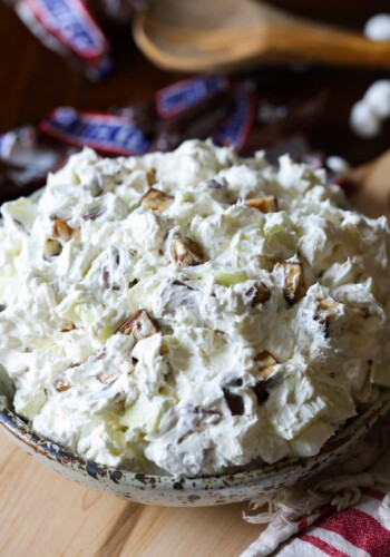 Snickers Salad in a bowl