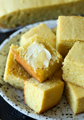 Cornbread with butter and honey.