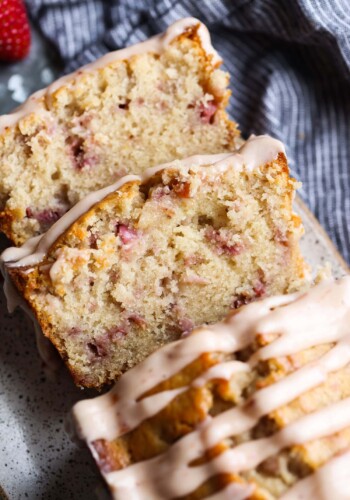 Overhead view of Fresh Strawberry Bread slices.