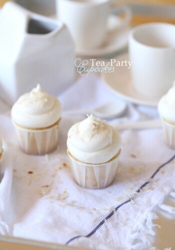 Tea Party Cupcakes ~ Almond Cupcakes with Coconut Frosting